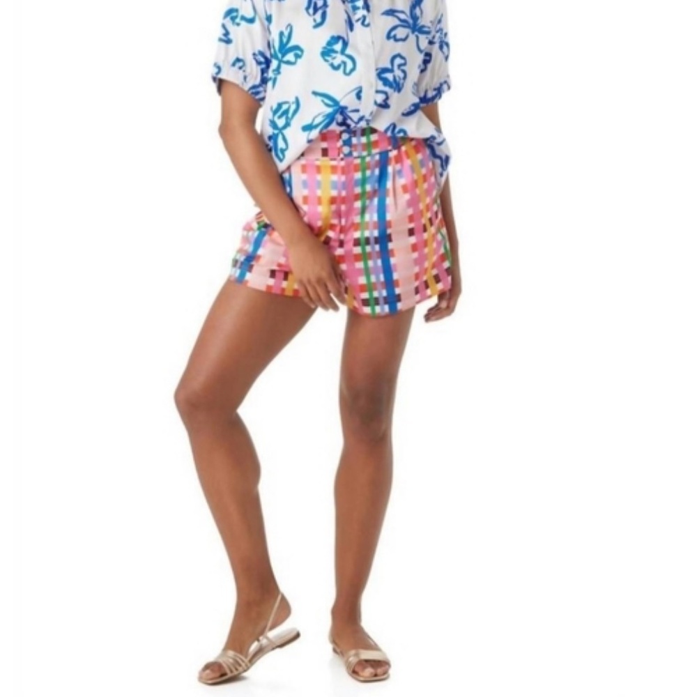 CROSBY by Mollie Burch Drake Stretch High Waist Plaid Shorts Size M